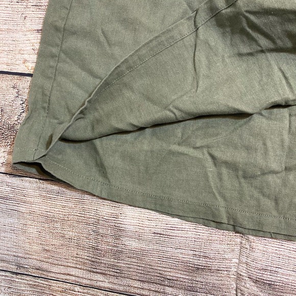 ModCloth Women’s 14 Green Linen Blend Faux Wrap‎ Mini Skirt Button Front - Picture 3 of 6